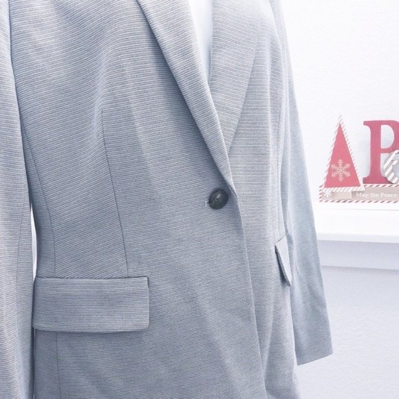 Donna Karan City Oasis One-Button Blazer w/Notched Collar Grey Size 14 New w/Tag - Picture 5 of 9